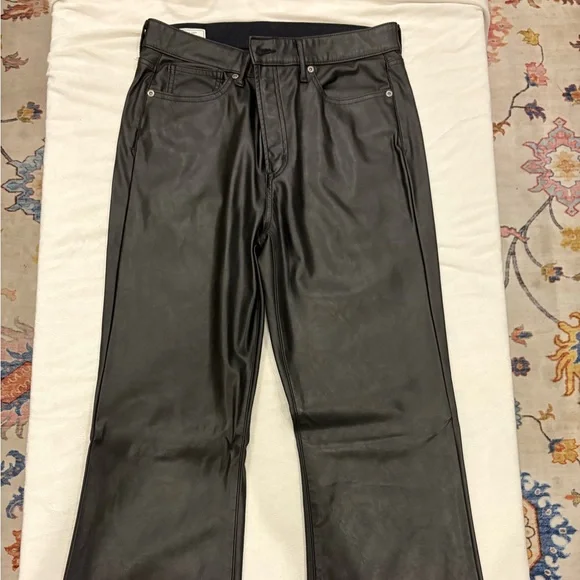 GAP Women's Sleek Black Leather Flared Trousers - Picture 2 of 2